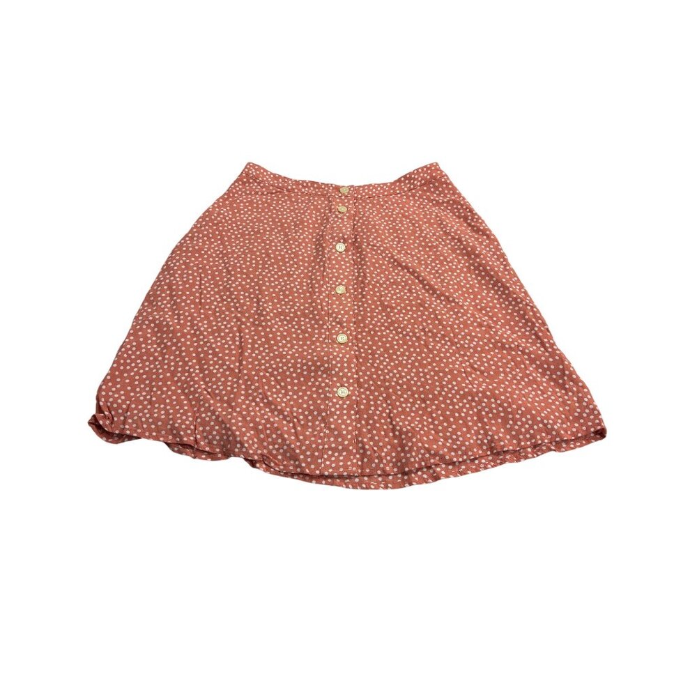 Gap Womens Size 6 Tall Polka Dot Button Front Skirt Coral & White